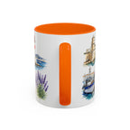 Marseille Illustrated Travel Mug | City Souvenir Accent Coffee Mug | 11oz 15oz Ceramic Cup