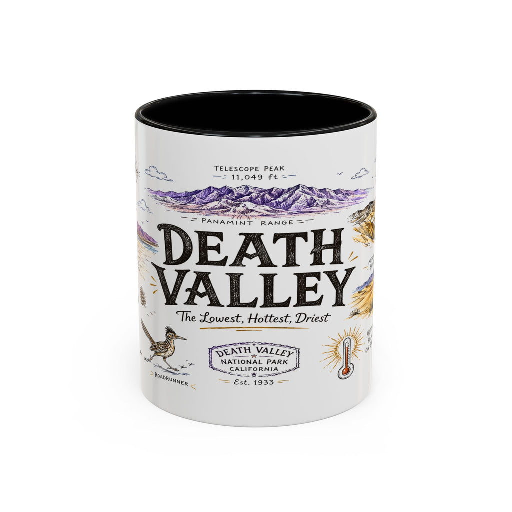 Death Valley National Park Coffee Mug | California Desert Hiking Camping Gift | Accent Color Ceramic 11oz 15oz