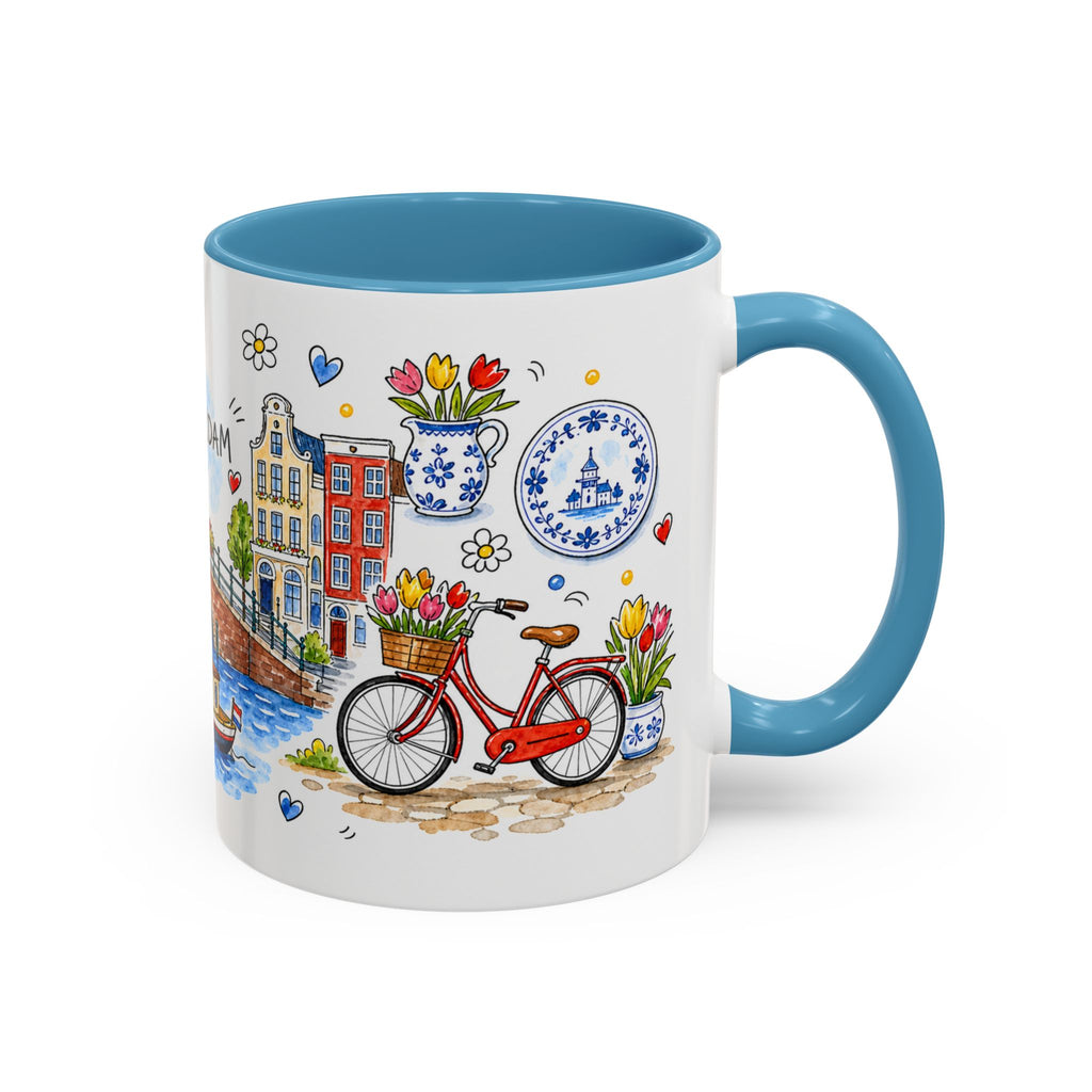 Amsterdam Travel Mug | European City Souvenir Accent Coffee Mug | 11oz 15oz Ceramic Cup