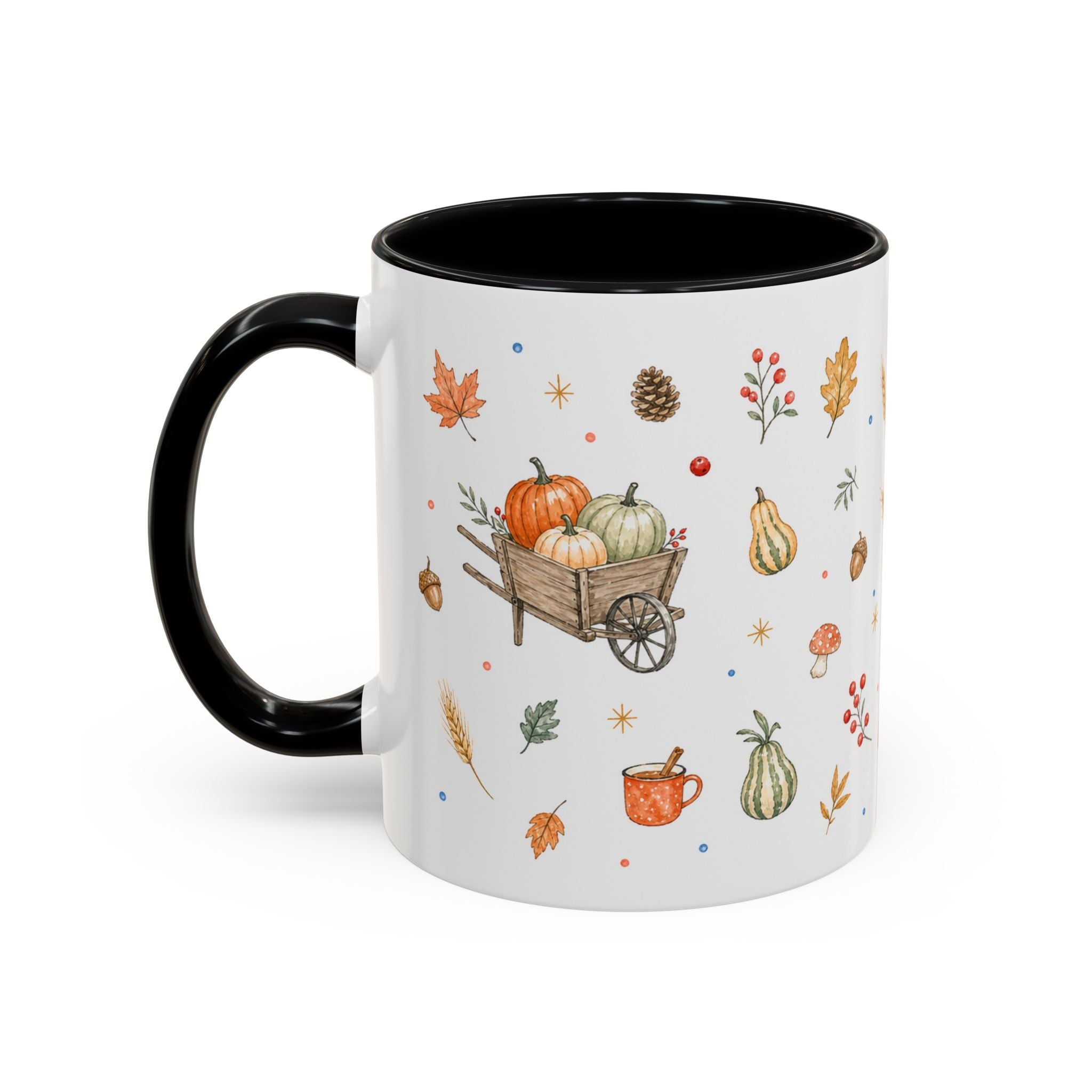 Thanksgiving Mug | Country Harvest Watercolor Gift | Pumpkin Scarecrow Accent Cup 11oz 15oz