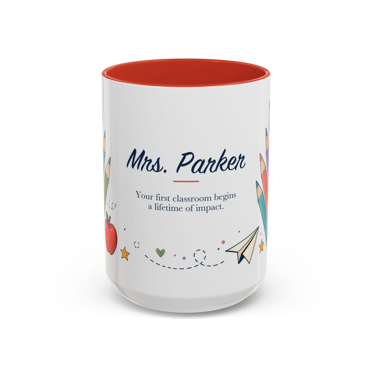 Personalized First Year Teacher Mug | Custom Name Pencil Coffee Cup