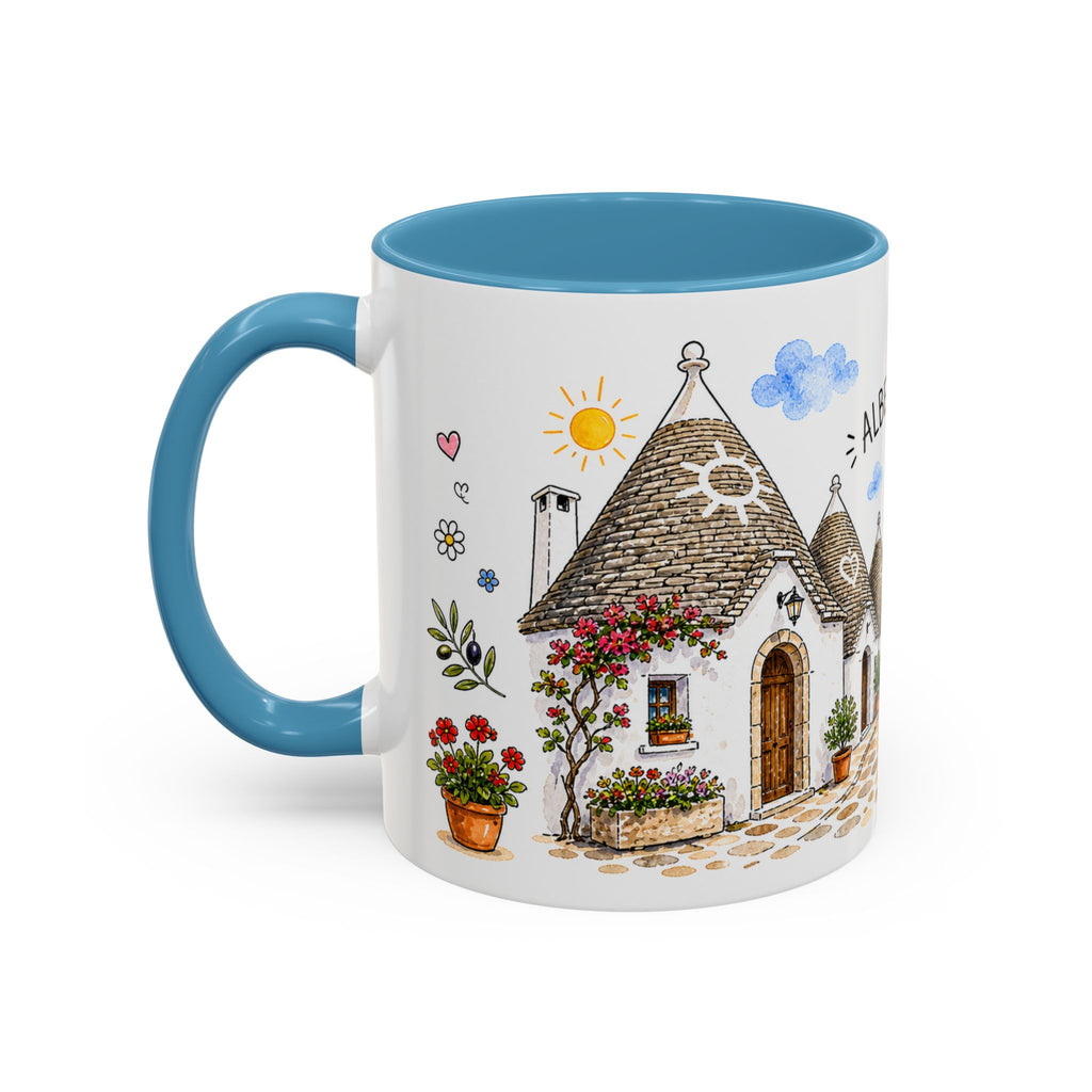 Alberobello Illustrated Travel Mug | Italy Souvenir Accent Coffee Mug | 11oz 15oz Ceramic Cup