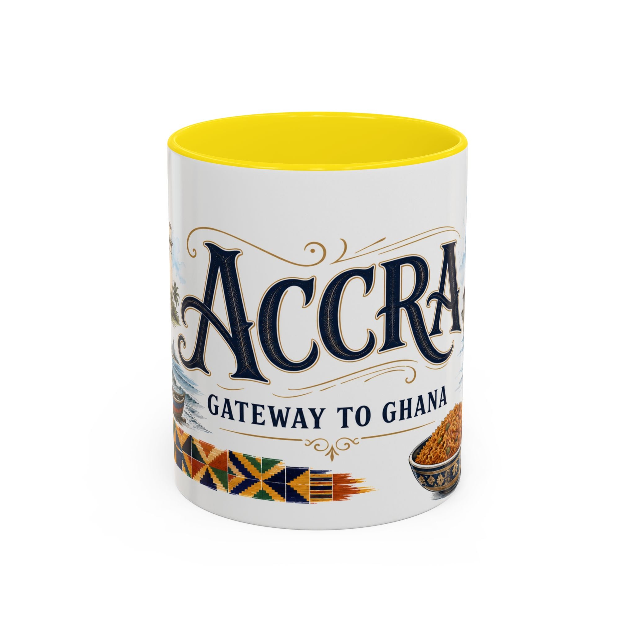 Accra Coffee Mug | Ghana Travel Souvenir | Vintage Illustrated City Gift | 11 oz 15 oz Accent Mug
