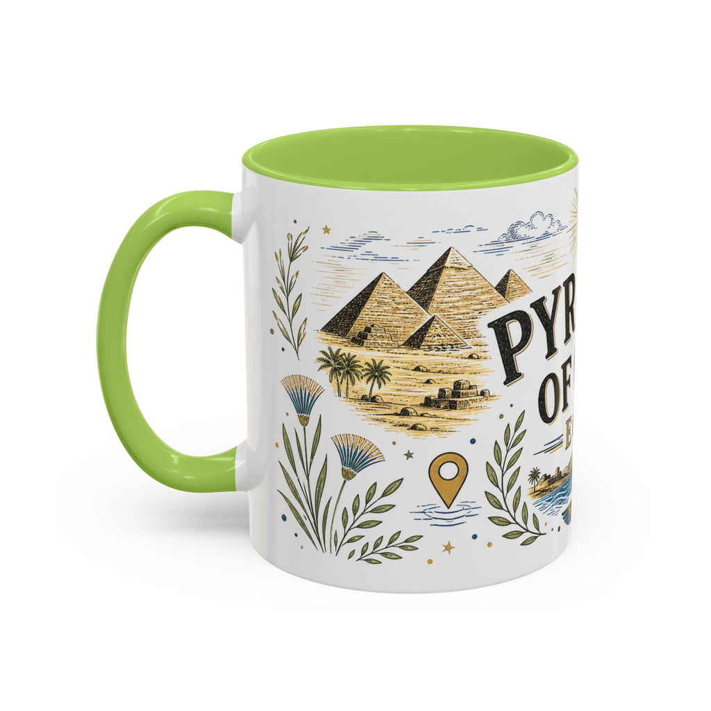 Pyramids of Giza Coffee Mug | Travel Destination Souvenir Gift | Accent Color Ceramic 11oz 15oz