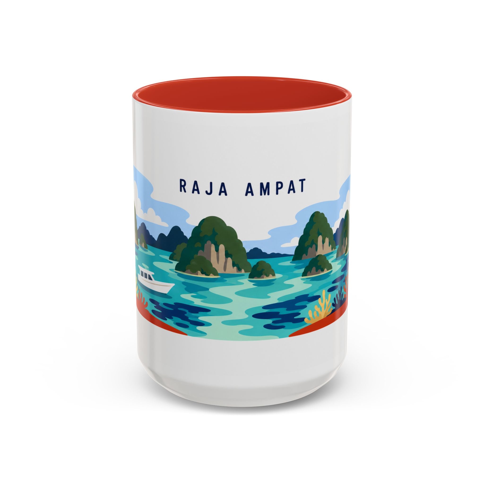 Raja Ampat Coffee Mug | Travel Destination Souvenir Gift | Accent Color Ceramic 11oz 15oz