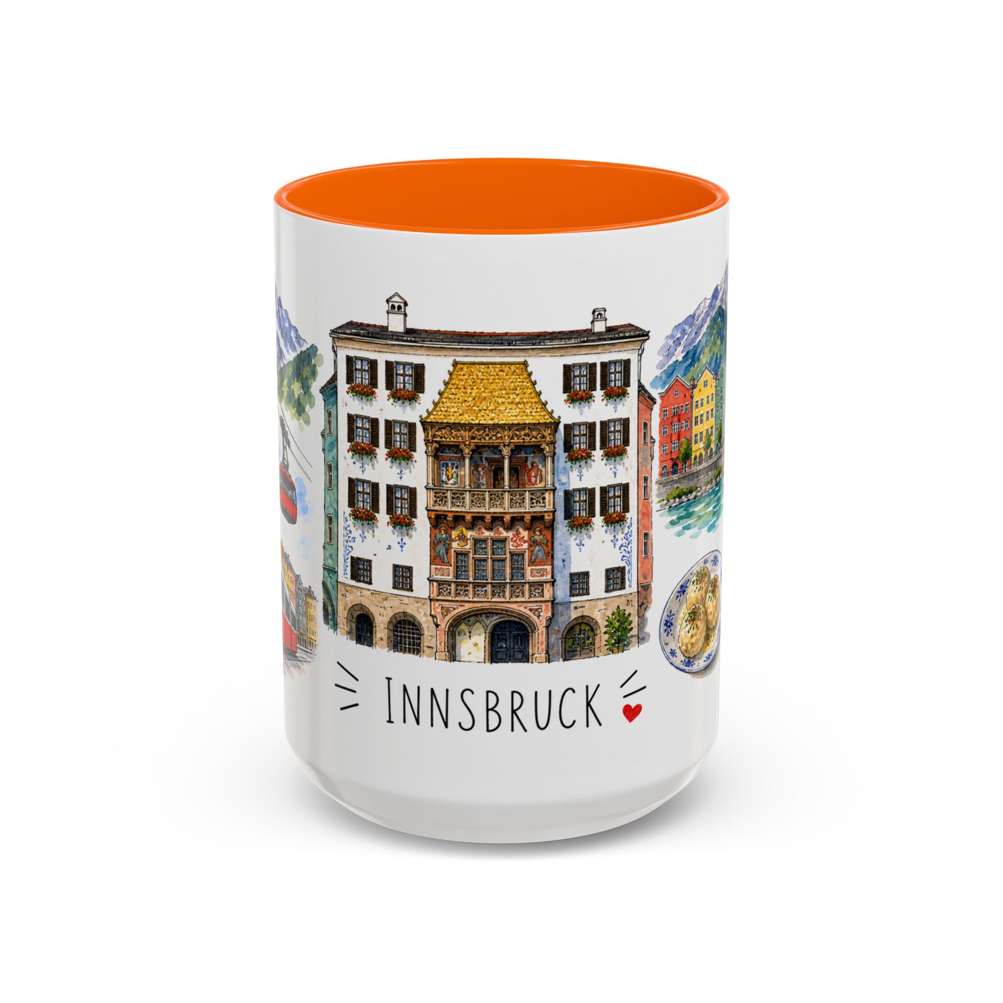 Innsbruck Illustrated Travel Mug | City Souvenir Accent Coffee Mug | 11oz 15oz Ceramic Cup