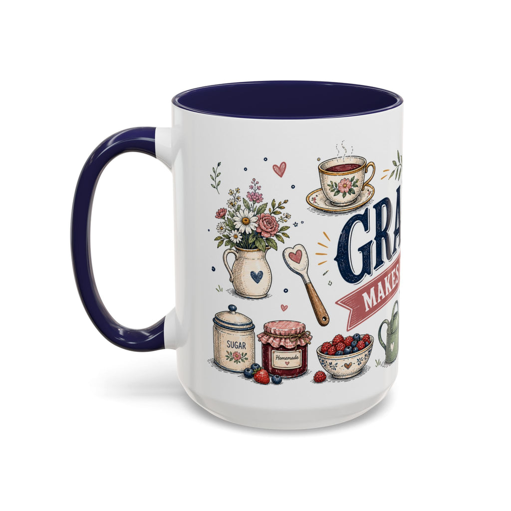 Grandma Makes Life Sweeter Coffee Mug | Gift From Grandkids | Accent Color Ceramic 11oz 15oz