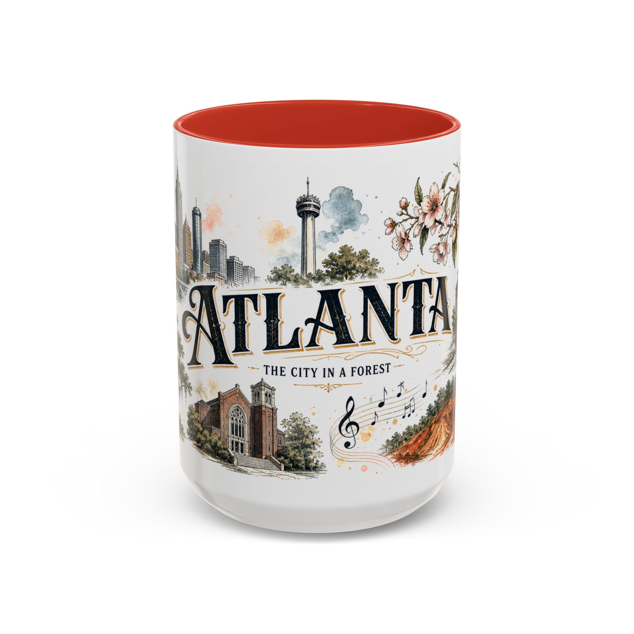 Atlanta Coffee Mug | United States Travel Souvenir | Vintage Illustrated City Gift | 11 oz 15 oz Accent Mug