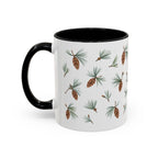 Maine White Pine Cone and Tassel Mug, State Flower Floral Coffee Cup, 11oz Botanical Gift