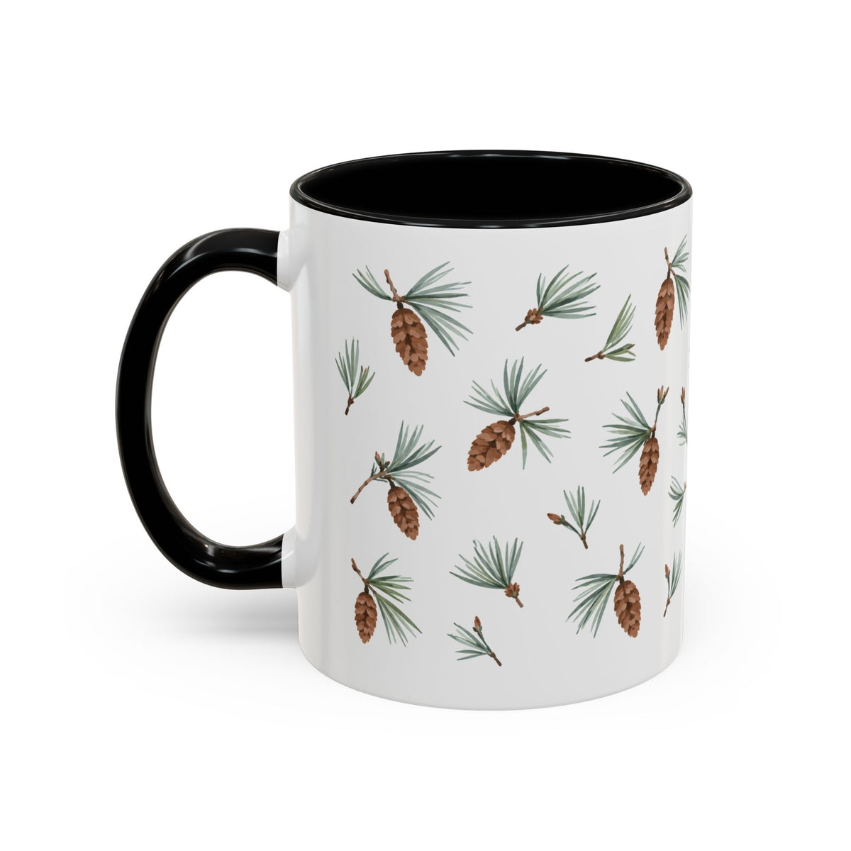 Maine White Pine Cone and Tassel Mug, State Flower Floral Coffee Cup, 11oz Botanical Gift