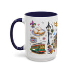 New Orleans Illustrated Travel Mug | City Souvenir Accent Coffee Mug | 11oz 15oz Ceramic Cup