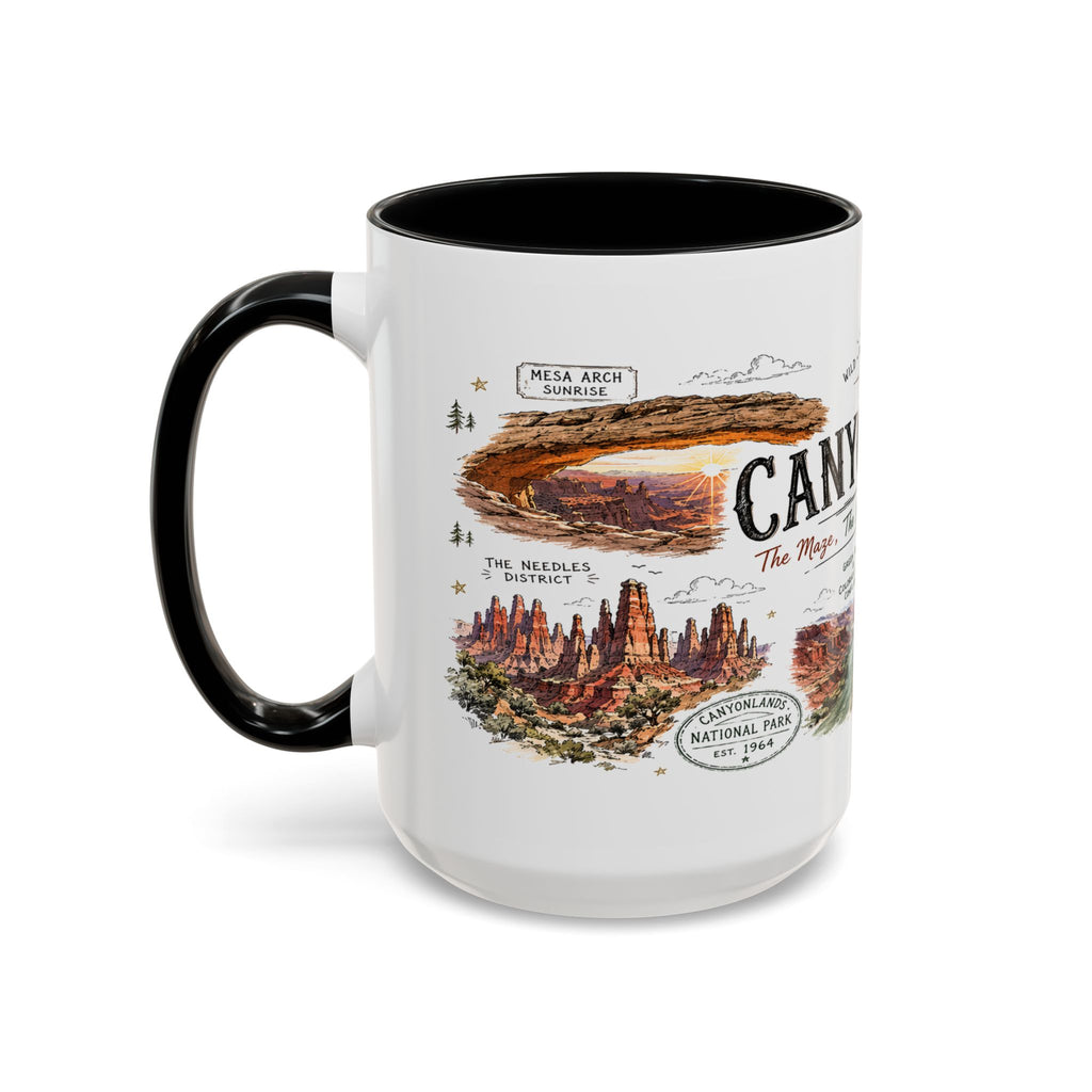 Canyonlands National Park Coffee Mug | Utah Red Rock Desert River Gift | Accent Color Ceramic 11oz 15oz
