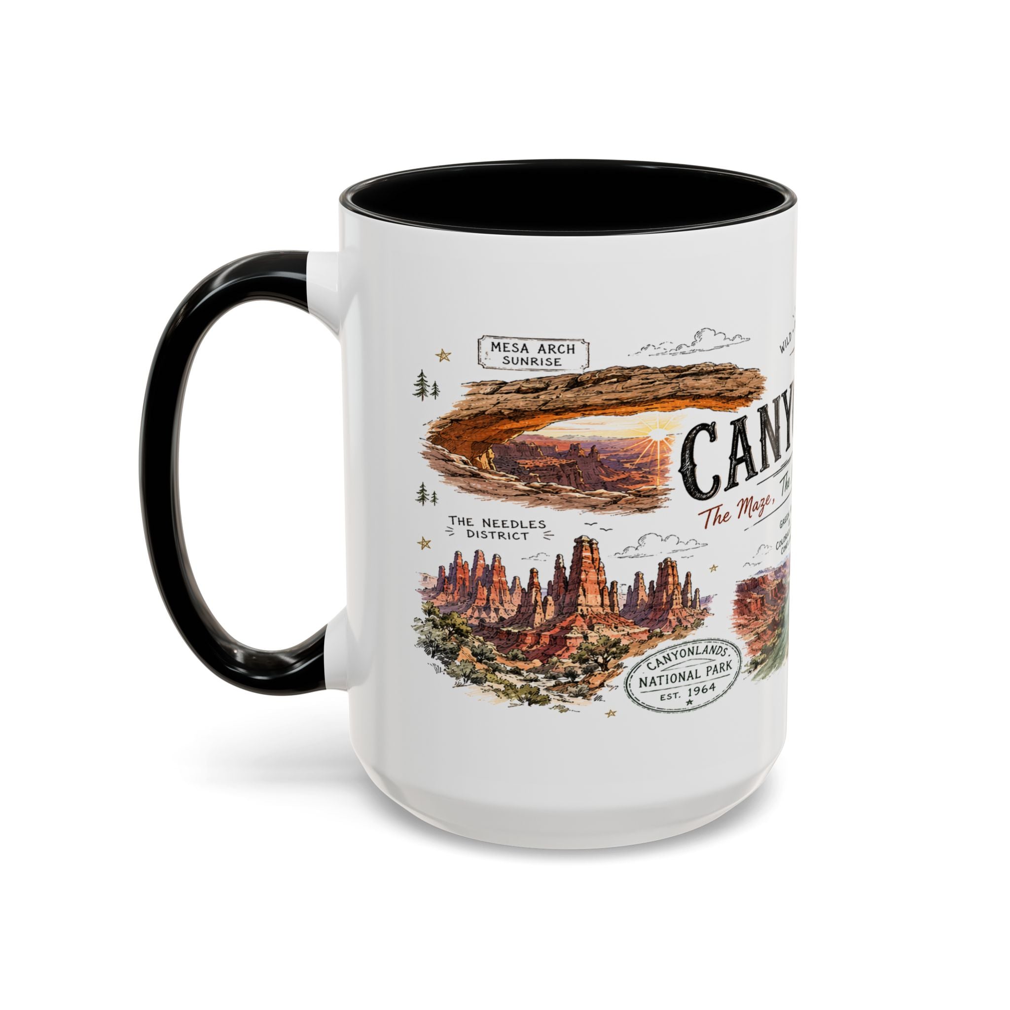 Canyonlands National Park Coffee Mug | Utah Red Rock Desert River Gift | Accent Color Ceramic 11oz 15oz