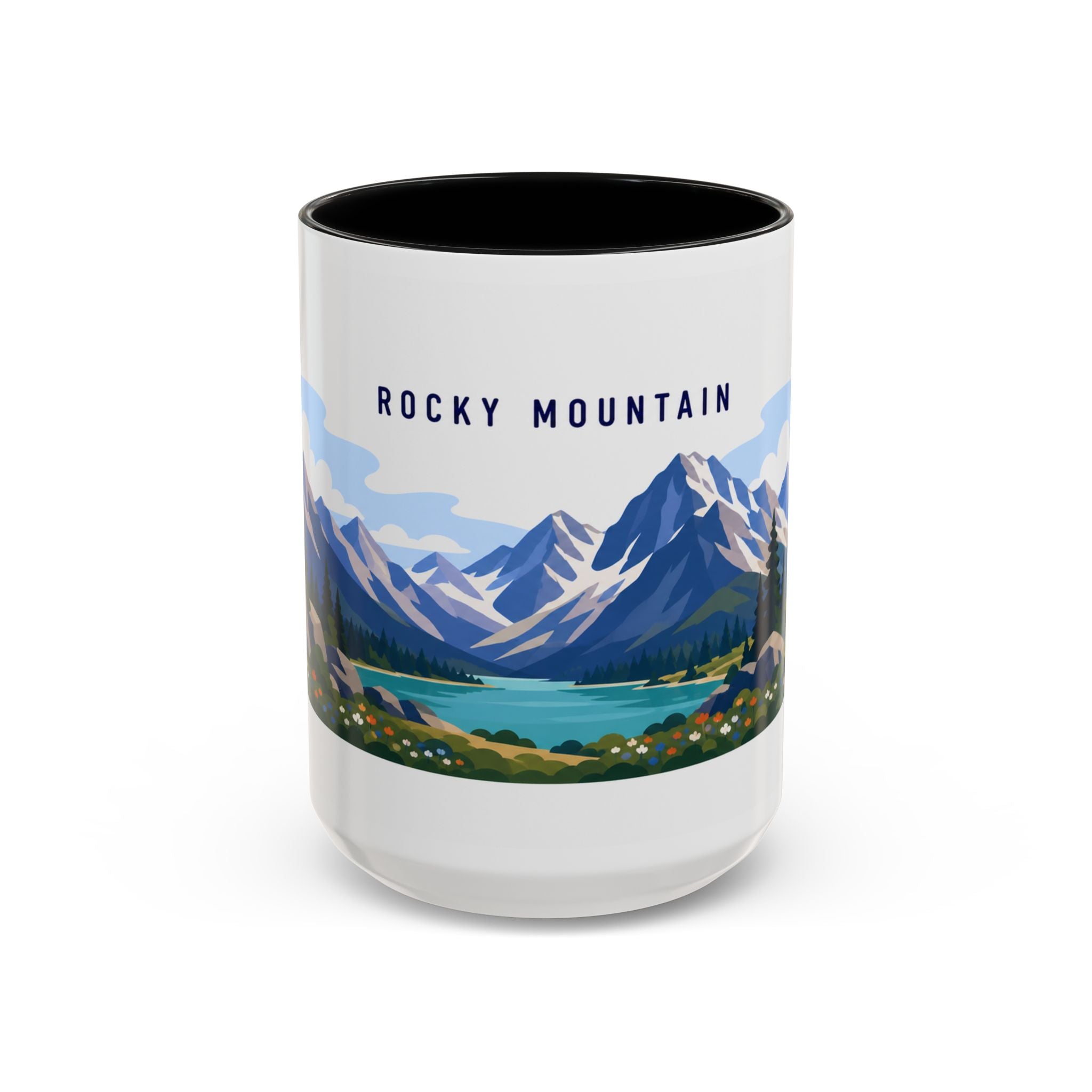 Rocky Mountain National Park Coffee Mug | Solid Color Block Park Souvenir | 11oz 15oz Accent Mug