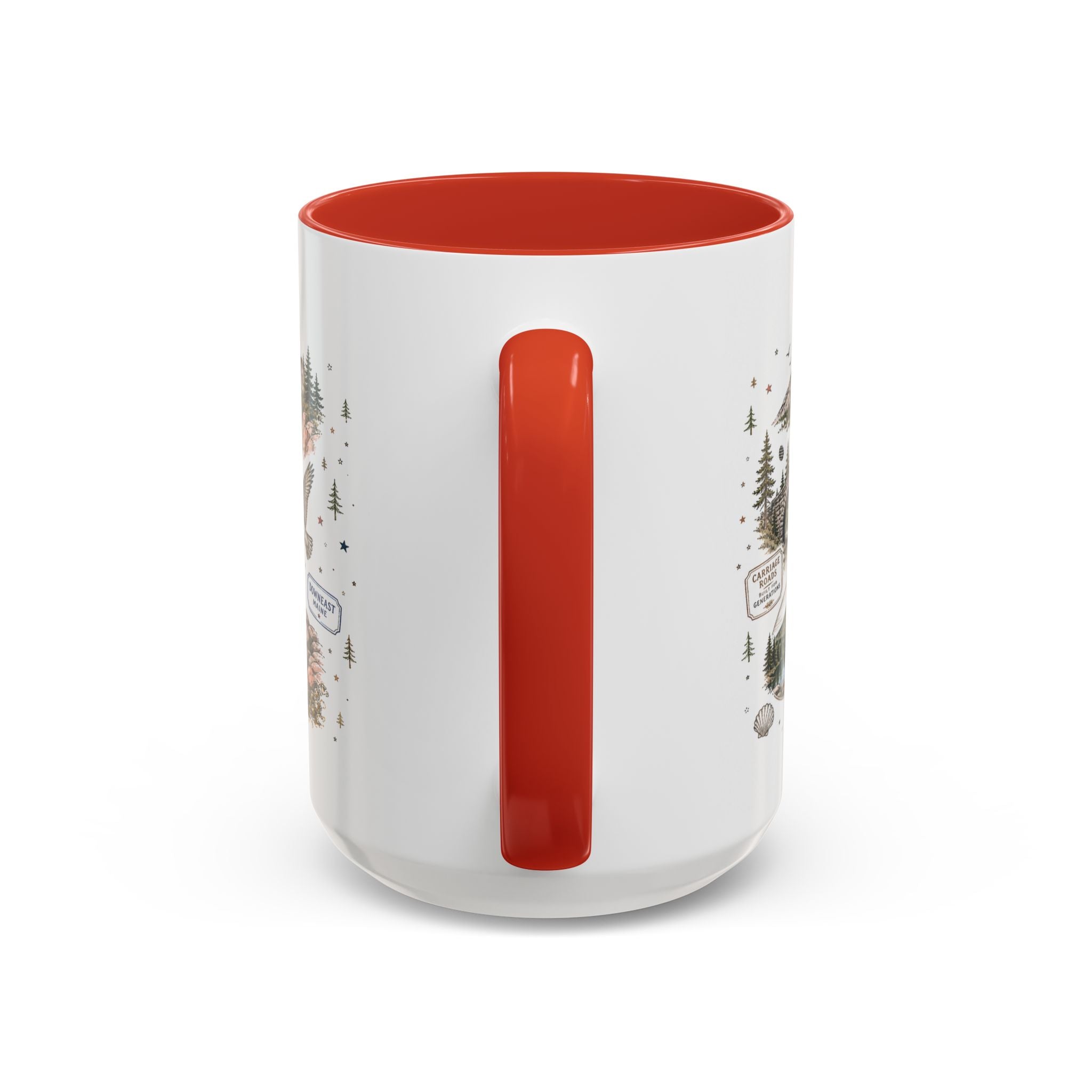 Acadia Coffee Mug | National Park Hiking Coastal Gift | Accent Color Ceramic 11oz 15oz