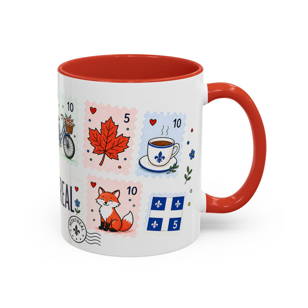Montreal Coffee Mug | Postage Stamp Collage Mug | Travel Souvenir Accent Cup 11oz 15oz