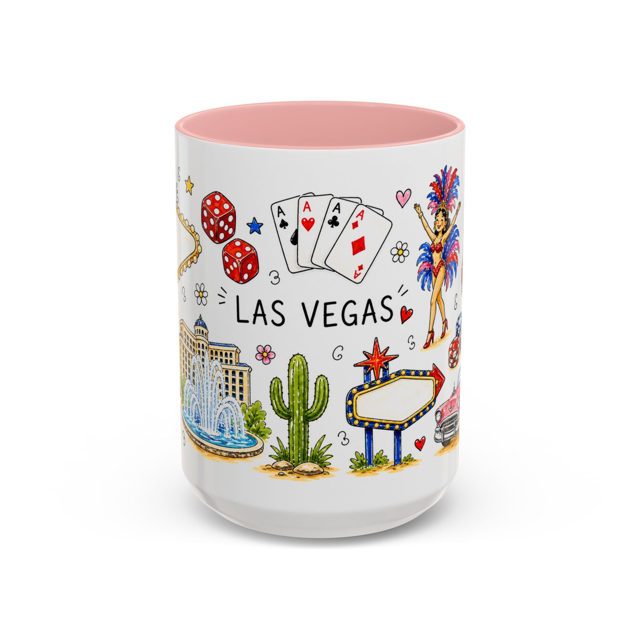 Las Vegas Illustrated Travel Mug | City Souvenir Accent Coffee Mug | 11oz 15oz Ceramic Cup