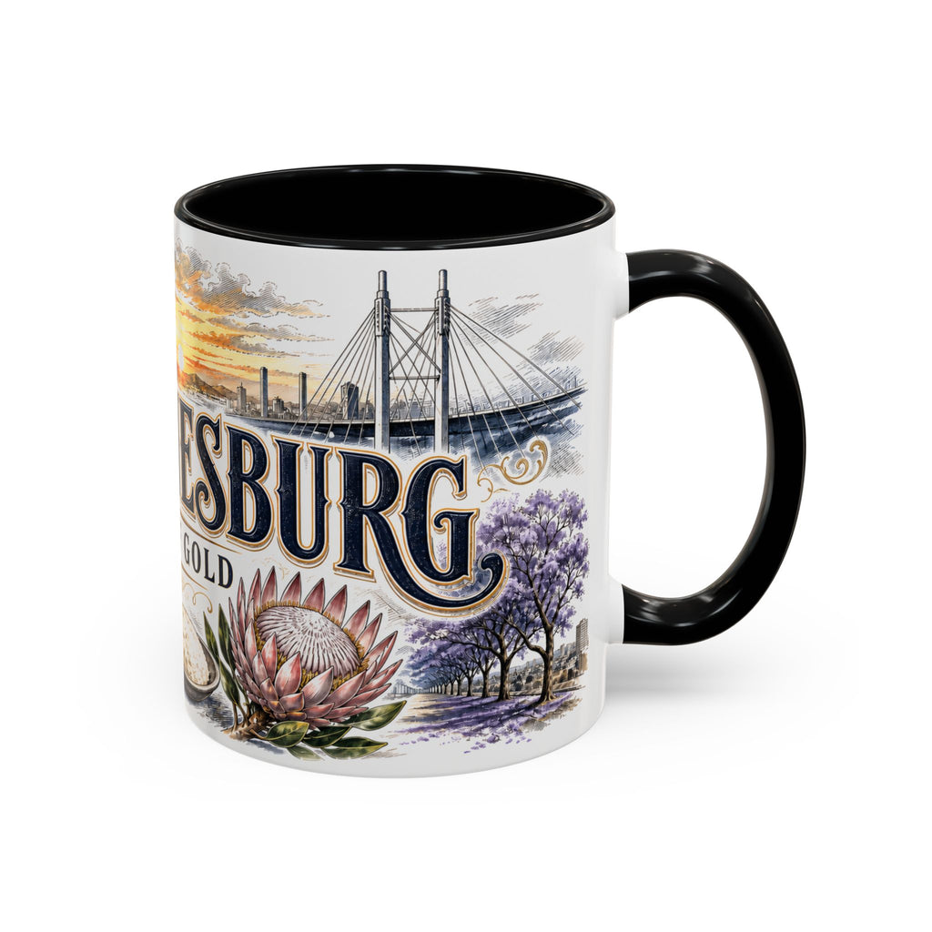 Johannesburg Coffee Mug | South Africa Travel Souvenir | Vintage Illustrated City Gift | 11 oz 15 oz Accent Mug