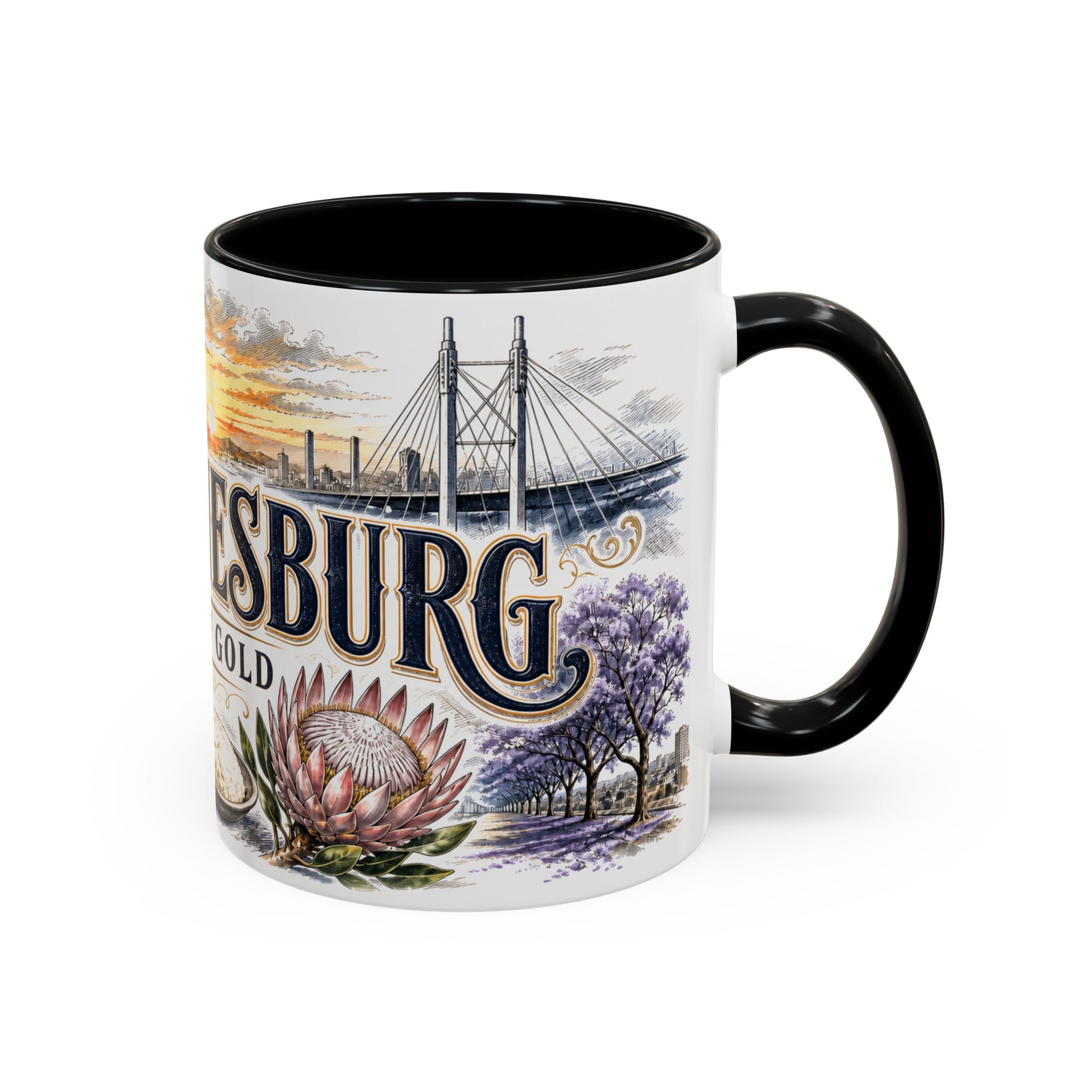 Johannesburg Coffee Mug | South Africa Travel Souvenir | Vintage Illustrated City Gift | 11 oz 15 oz Accent Mug