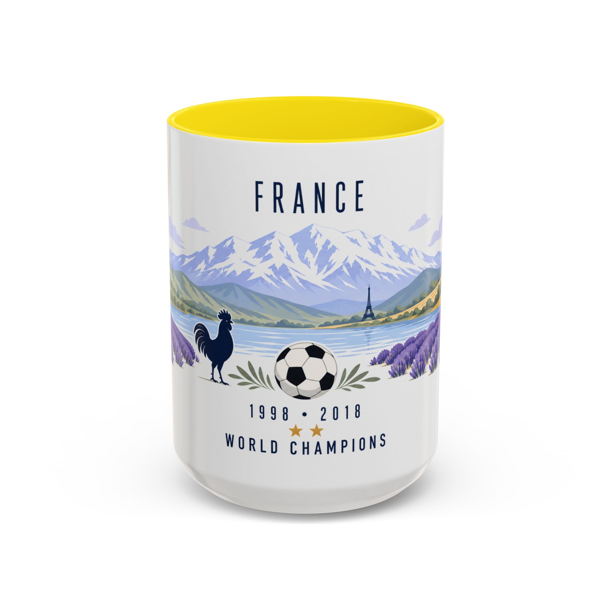 France World Champions Mug | Two Time Soccer Champion Gift | French Football Fan Cup | 1998 2018 | 11oz 15oz Accent Mug