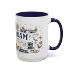 Amsterdam Coffee Mug | Netherlands Souvenir Travel Gift | Accent Color Ceramic 11oz 15oz