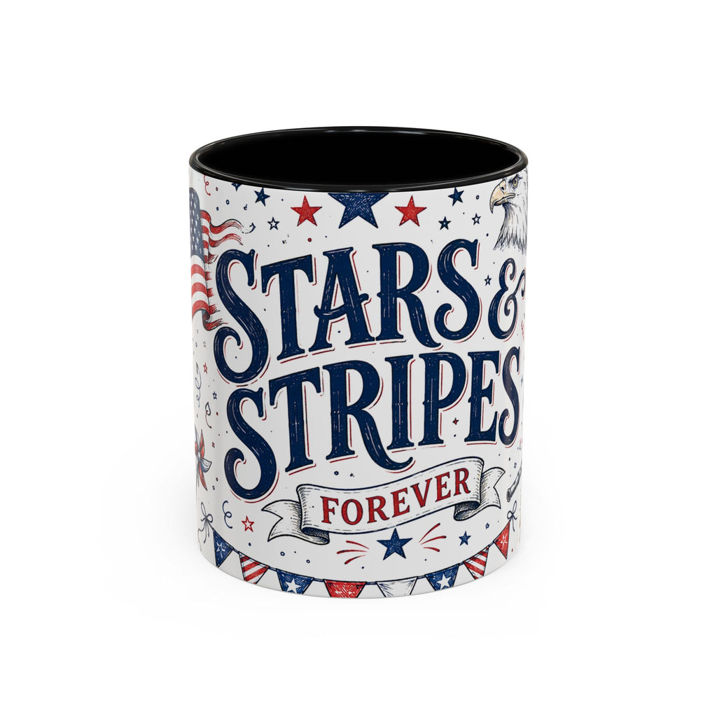 Stars and Stripes Forever Coffee Mug | Patriotic 4th of July Gift | Accent Color Ceramic 11oz 15oz