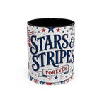 Stars and Stripes Forever Coffee Mug | Patriotic 4th of July Gift | Accent Color Ceramic 11oz 15oz
