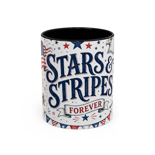 Stars and Stripes Forever Coffee Mug | Patriotic 4th of July Gift | Accent Color Ceramic 11oz 15oz