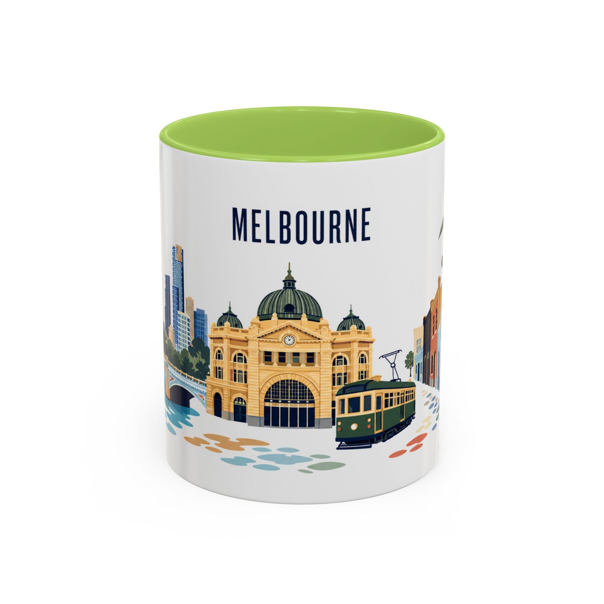 Melbourne Coffee Mug | Australia Travel Souvenir | Porcelain Decal City Gift | 11oz 15oz Accent Mug