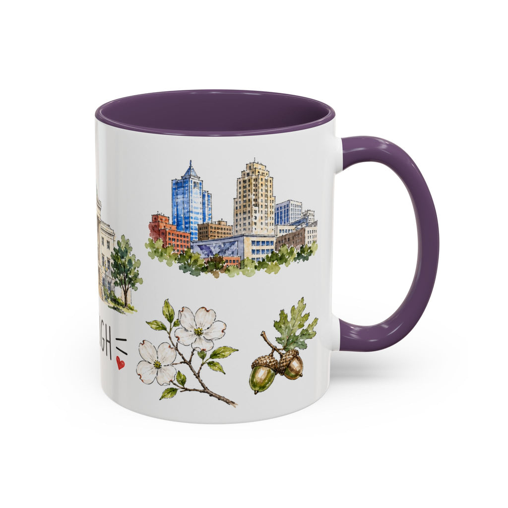 Raleigh Illustrated Travel Mug | City Souvenir Accent Coffee Mug | 11oz 15oz Ceramic Cup