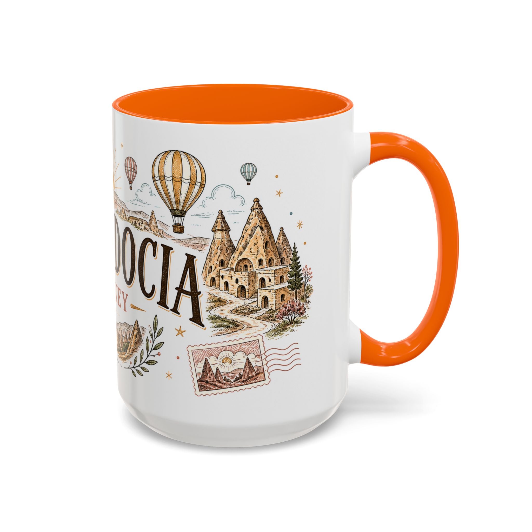 Cappadocia Coffee Mug | Travel Destination Souvenir Gift | Accent Color Ceramic 11oz 15oz