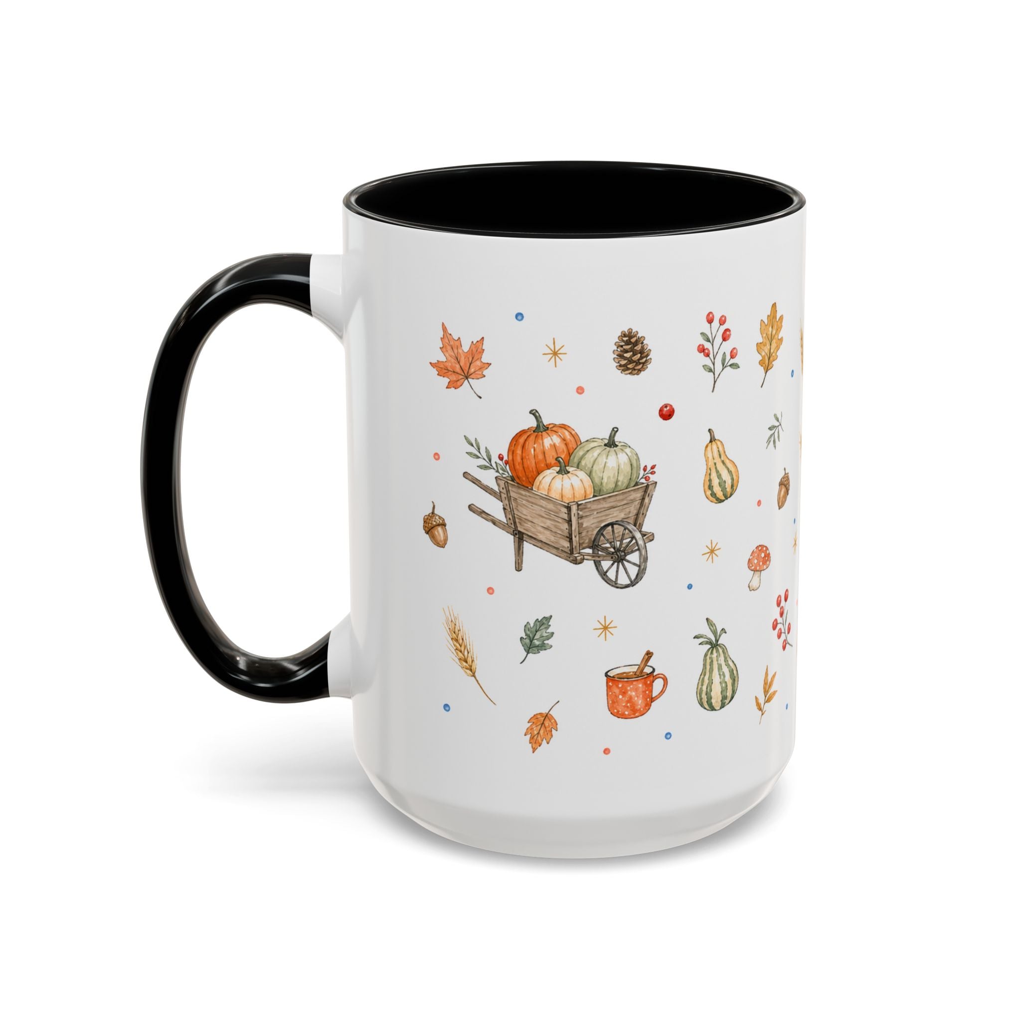 Thanksgiving Mug | Country Harvest Watercolor Gift | Pumpkin Scarecrow Accent Cup 11oz 15oz