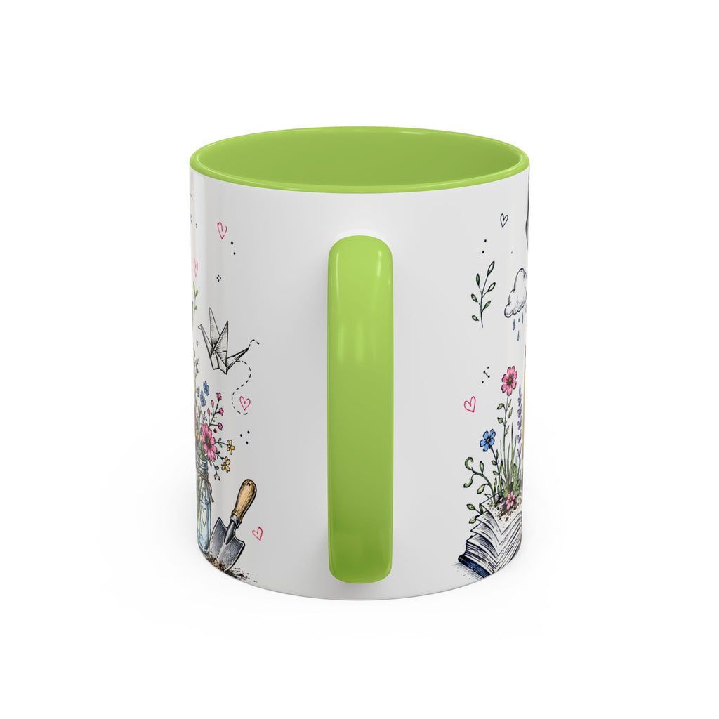 Thank You Teacher Coffee Mug | For Helping Me Grow Appreciation Gift | Accent Color Ceramic 11oz 15oz