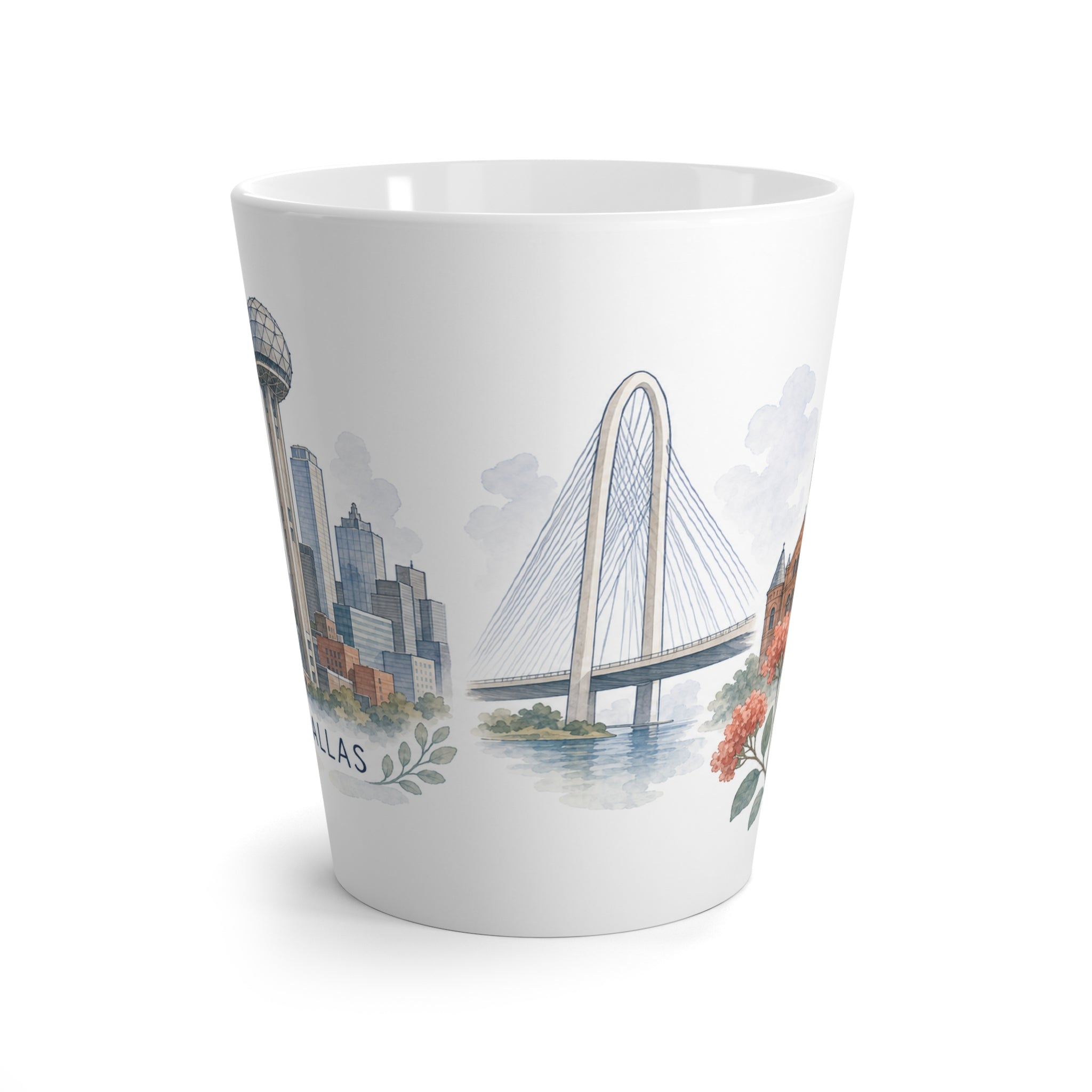 Dallas Latte Mug | Watercolor City Travel Mug | 12 oz Ceramic Souvenir Gift