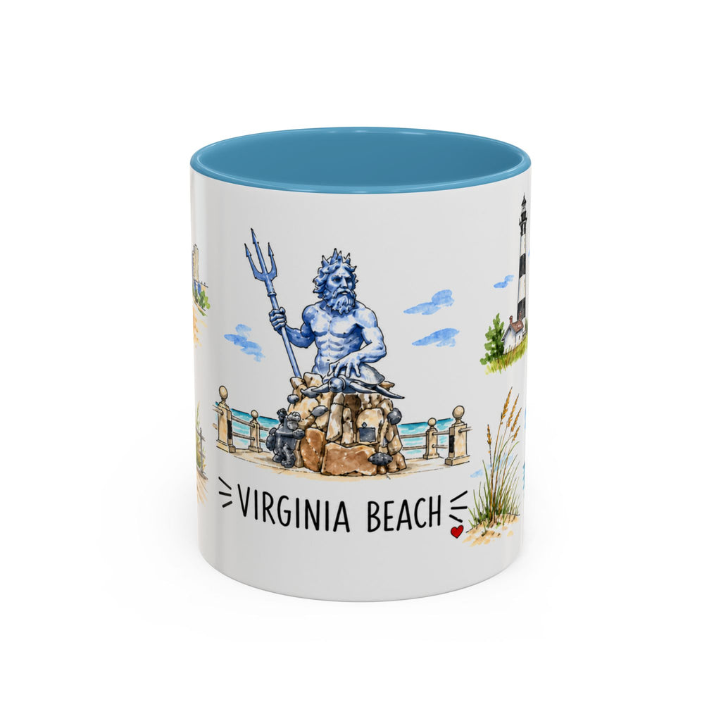 Virginia Beach Illustrated Travel Mug | City Souvenir Accent Coffee Mug | 11oz 15oz Ceramic Cup