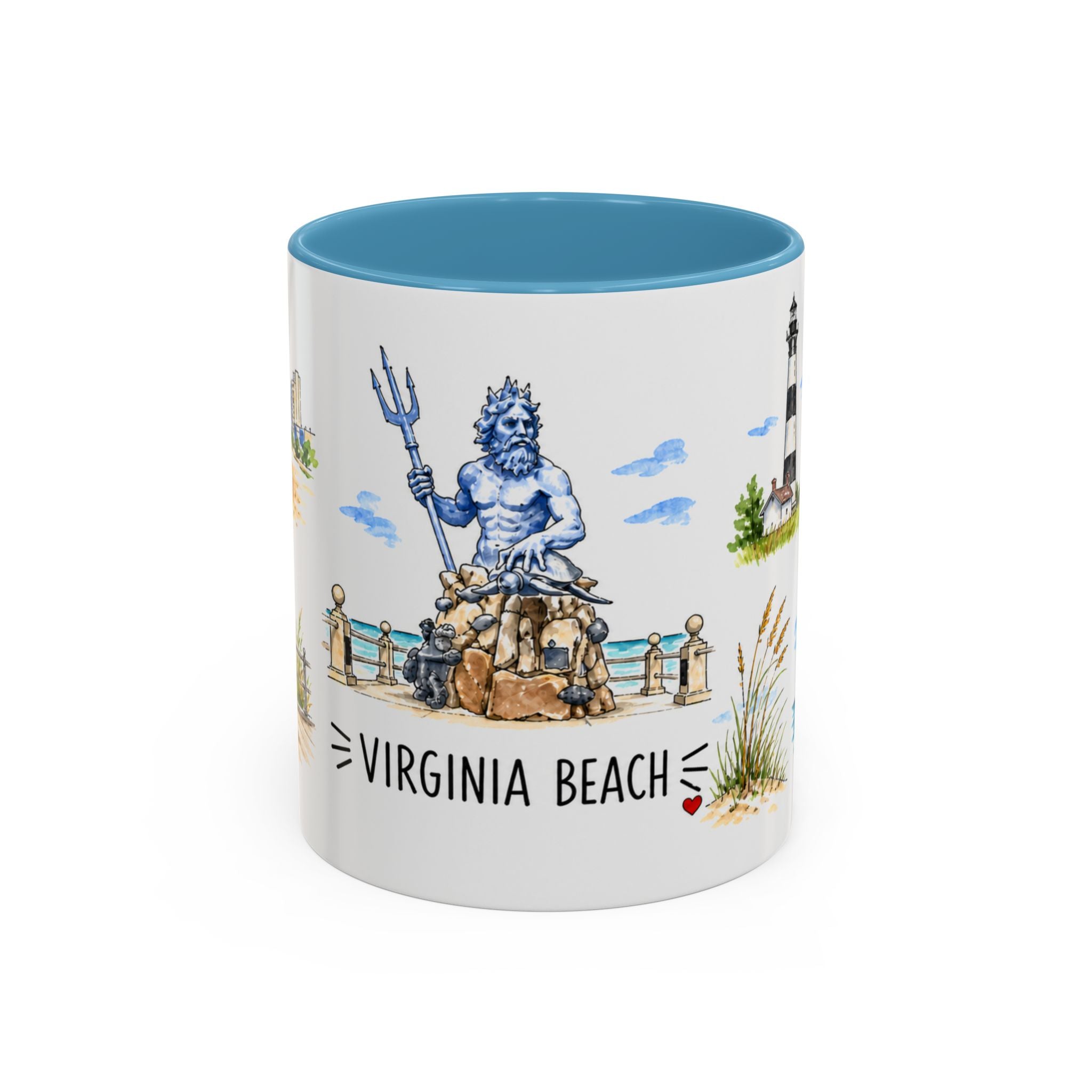 Virginia Beach Illustrated Travel Mug | City Souvenir Accent Coffee Mug | 11oz 15oz Ceramic Cup