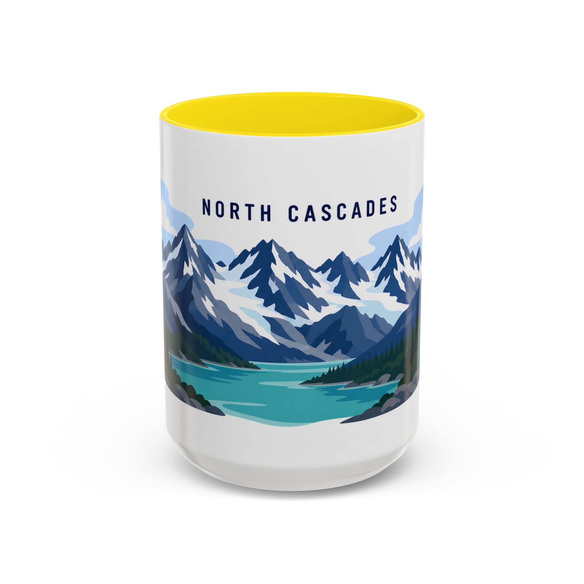 North Cascades National Park Coffee Mug | Solid Color Block Park Souvenir | 11oz 15oz Accent Mug