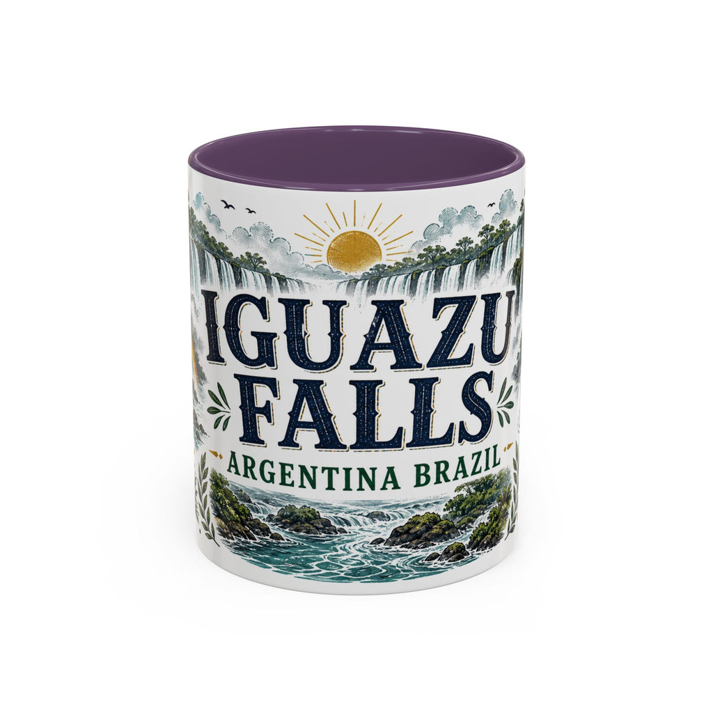 Iguazu Falls Coffee Mug | Travel Destination Souvenir Gift | Accent Color Ceramic 11oz 15oz