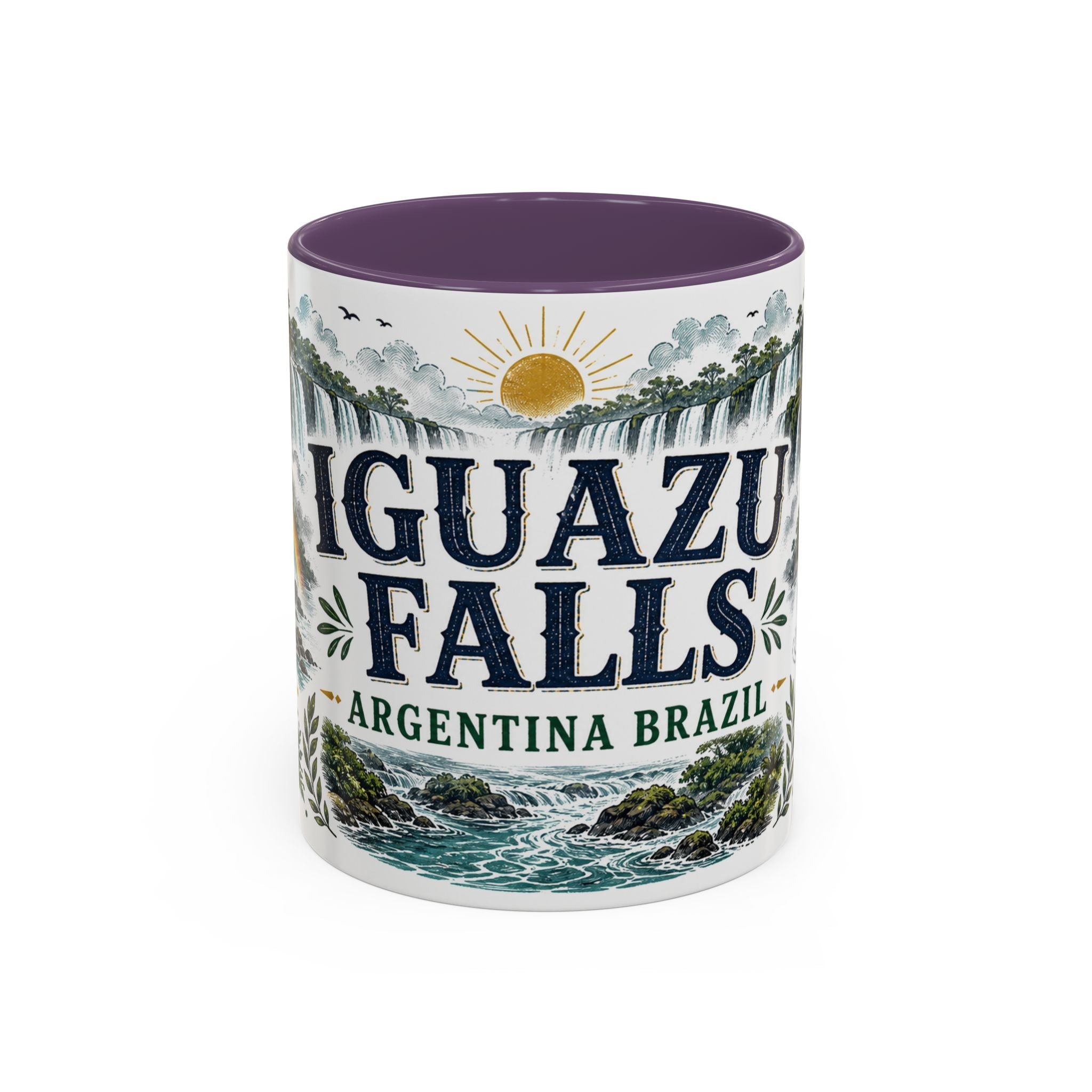 Iguazu Falls Coffee Mug | Travel Destination Souvenir Gift | Accent Color Ceramic 11oz 15oz