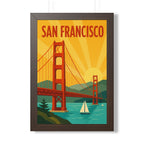 San Francisco United States Framed Poster | Vintage Travel Wall Art | Black Walnut White Frame | 16x24 20x30