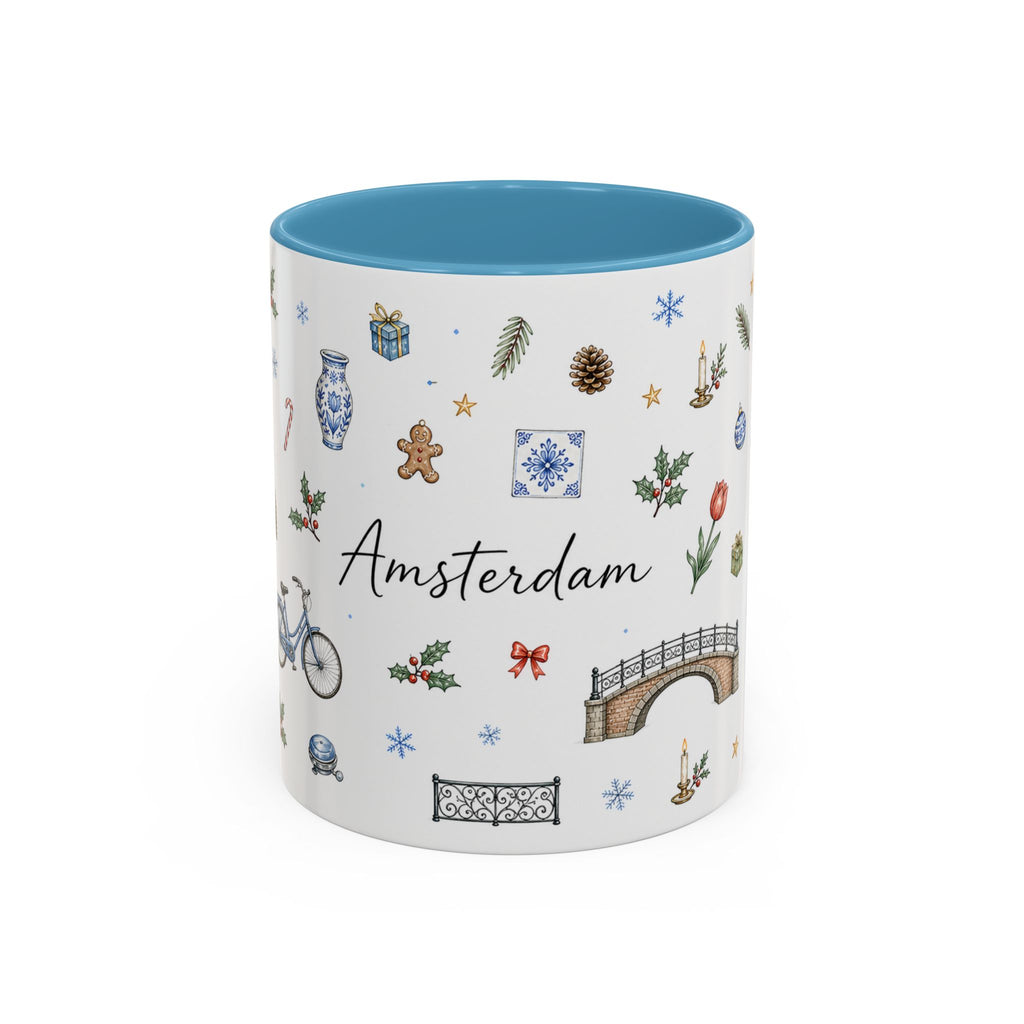 Amsterdam Christmas Watercolor Mug | Festive City Souvenir Coffee Cup