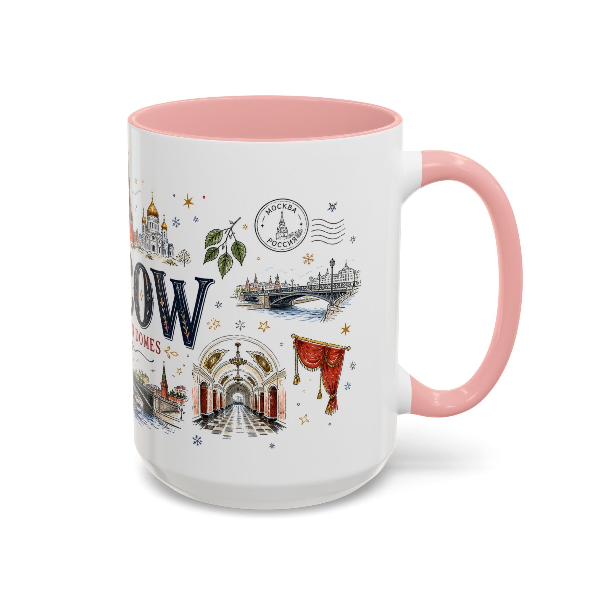 Moscow Coffee Mug | Russia Souvenir Travel Gift | Accent Color Ceramic 11oz 15oz