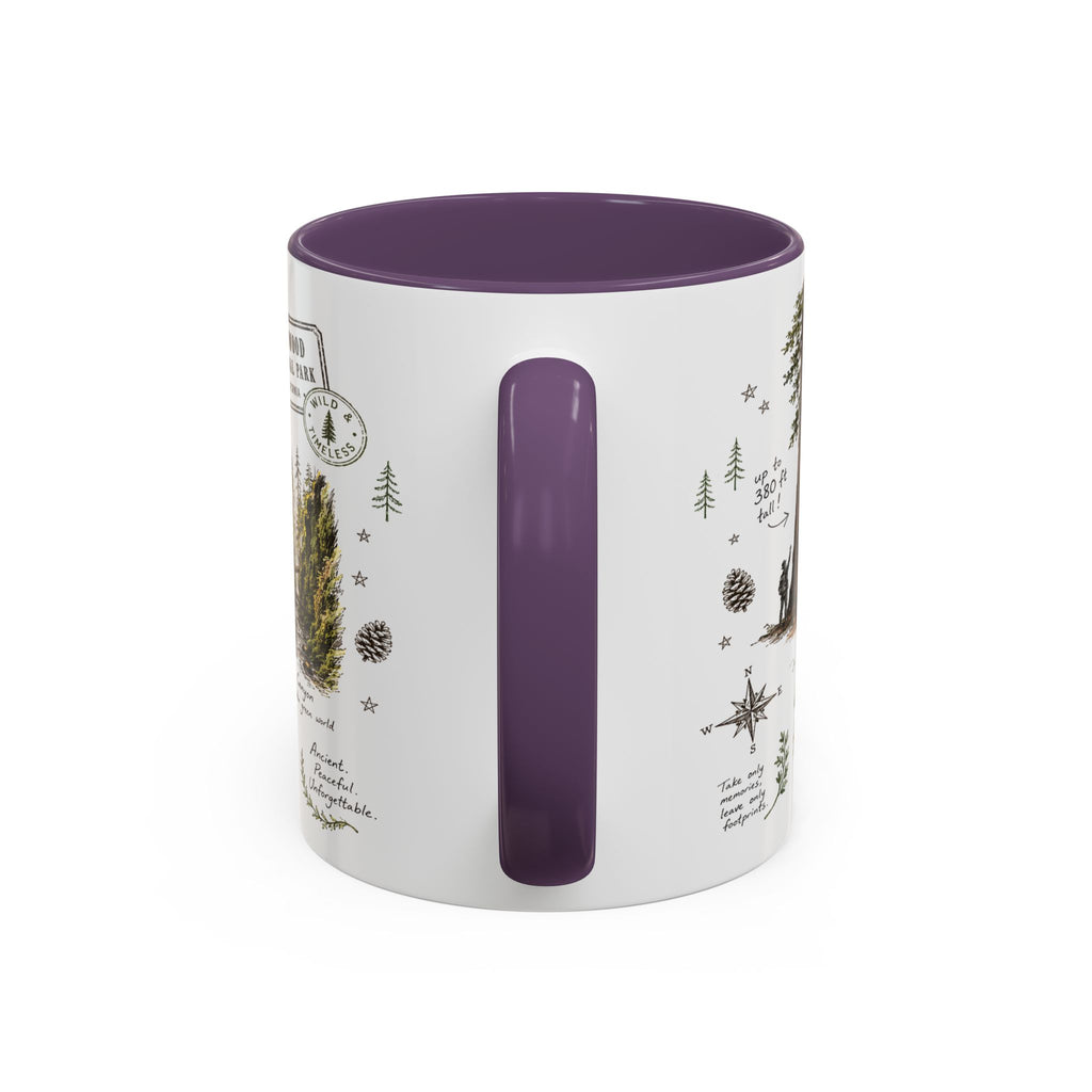 Redwood National Park Coffee Mug | California Coastal Forest Hiking Gift | Accent Color Ceramic 11oz 15oz