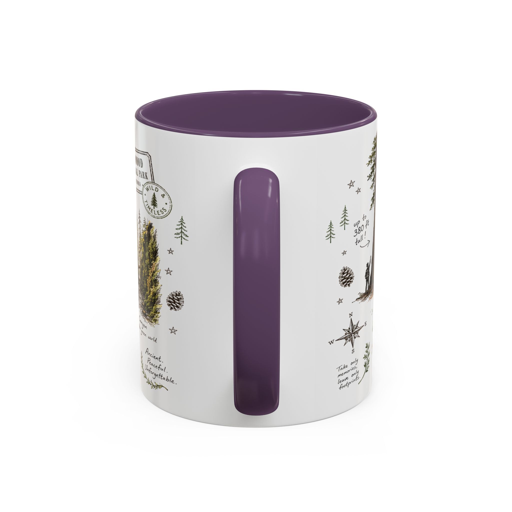 Redwood National Park Coffee Mug | California Coastal Forest Hiking Gift | Accent Color Ceramic 11oz 15oz