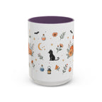 Black Cat Halloween Mug | Pumpkin Moon Watercolor Gift | Spooky Accent Cup 11oz 15oz