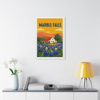 Marble Falls United States Framed Poster | Vintage Travel Wall Art | Black Walnut White Frame | 16x24 20x30