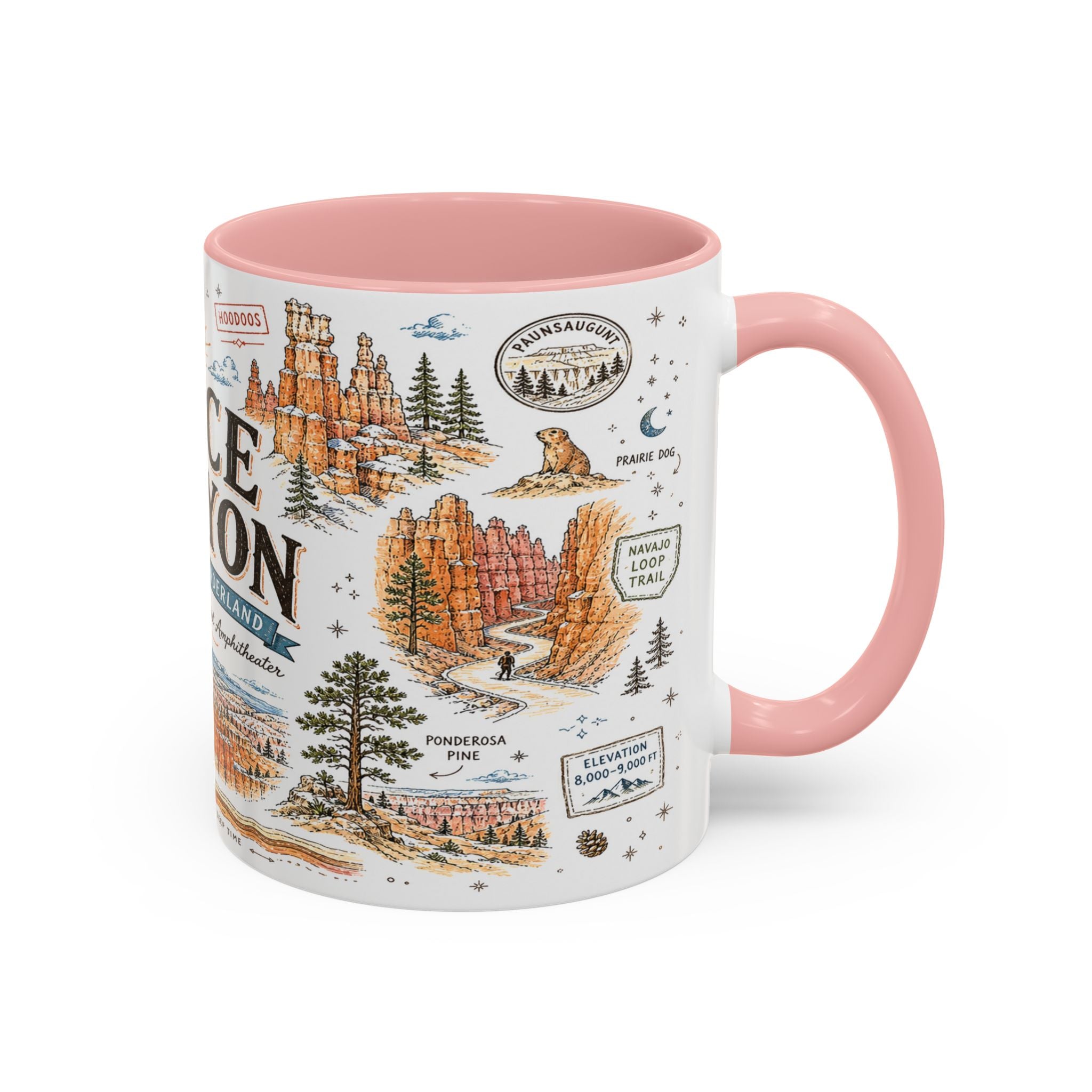 Bryce Canyon Coffee Mug | National Park Hiking Utah Gift | Accent Color Ceramic 11oz 15oz