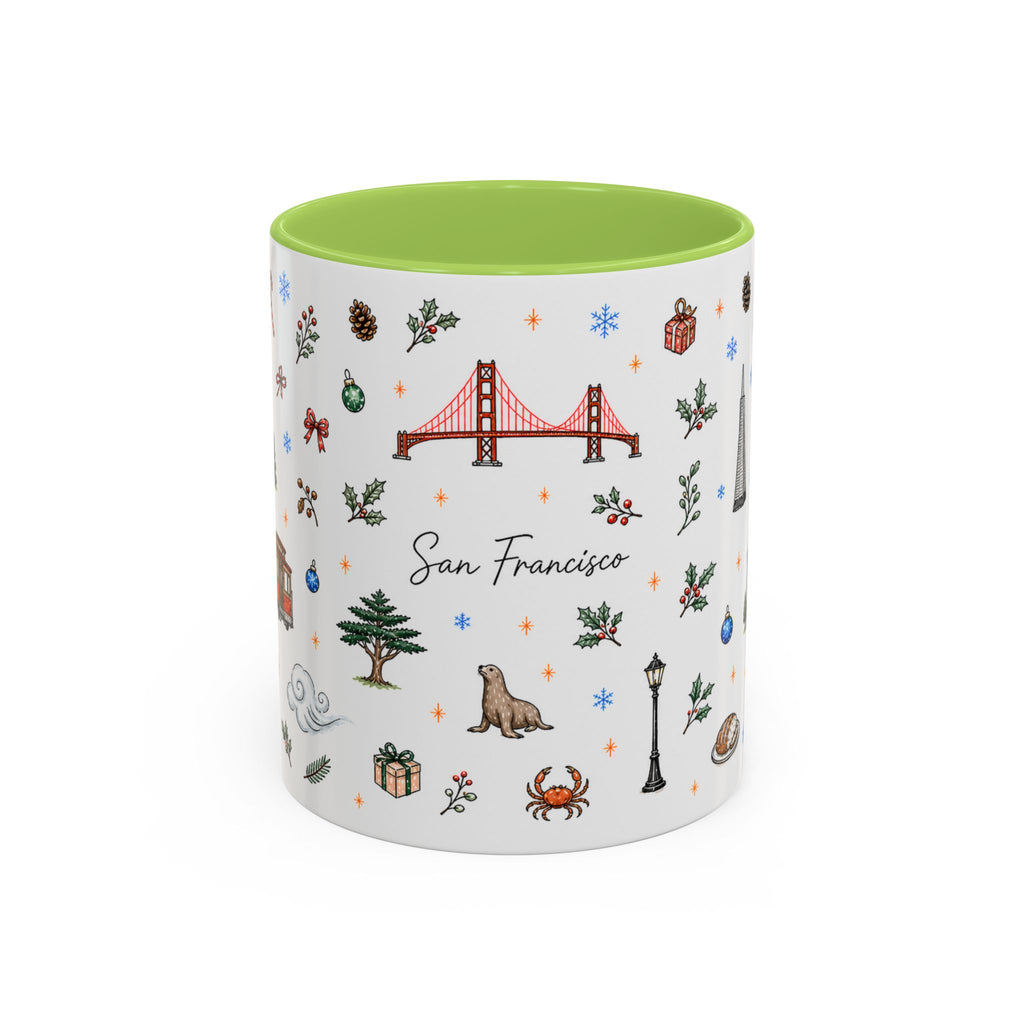 San Francisco Christmas Mug | Watercolor City Souvenir | Ceramic Coffee Cup