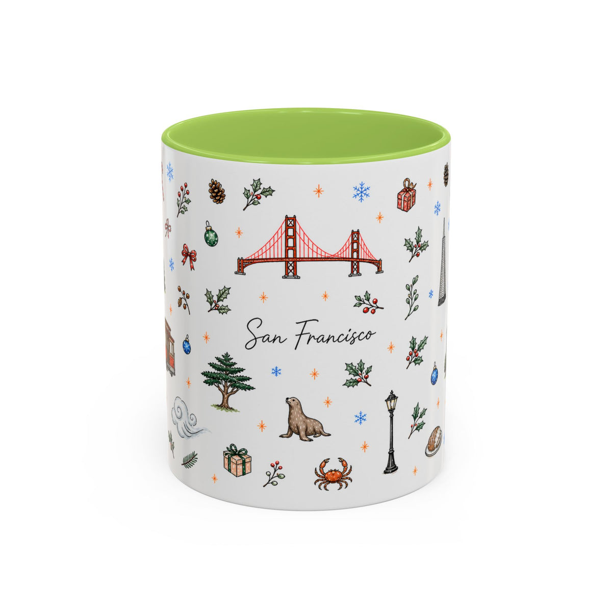 San Francisco Christmas Mug | Watercolor City Souvenir | Ceramic Coffee Cup