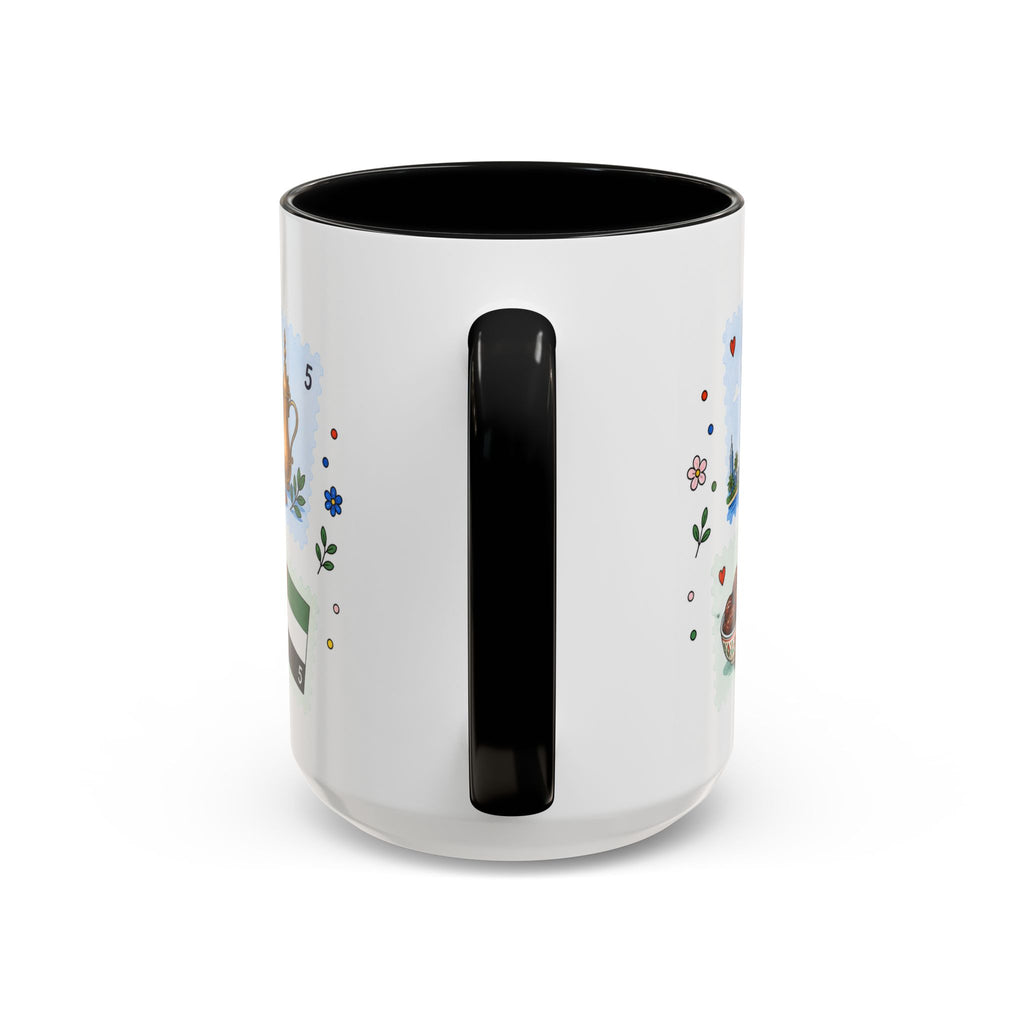 Dubai Coffee Mug | Postage Stamp Collage Mug | Travel Souvenir Accent Cup 11oz 15oz
